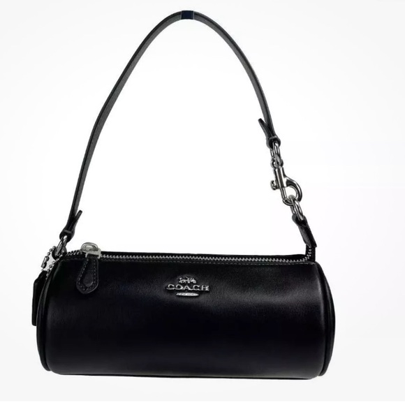 NWT Coach Nolita Mini Barrel Leather Shoulder Bag Black with Silver Ha… - Picture 1 of 15